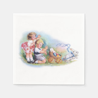 Clapsaddle: Children Playing with Bunny Napkin