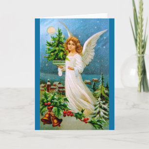Clapsaddle: Christmas Angel with Fir Tree Holiday Card