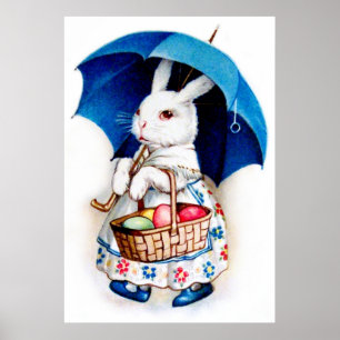 Clapsaddle: Easter Bunny Girl with Umbrella Poster