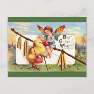 Clapsaddle: Easter Fairy with Chicken Holiday Postcard