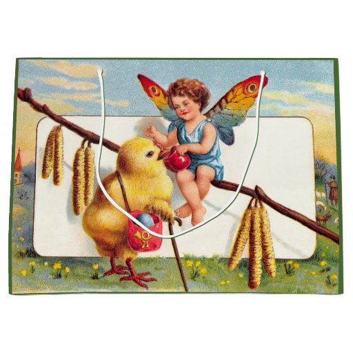 Clapsaddle: Easter Fairy with Chicken Large Gift Bag