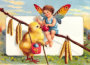 Clapsaddle: Easter Fairy with Chicken Large Gift Bag - 8.25 Clapsaddle: Easter Fairy with Chicken Large Gift Bag