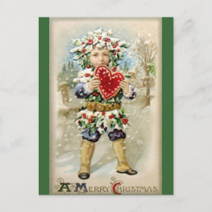 Clapsaddle: Holly Boy with Heart Postcard