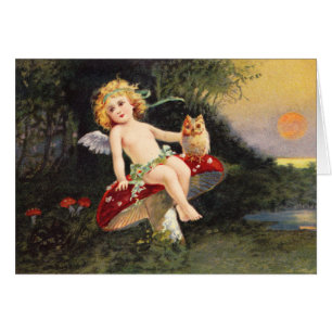 Clapsaddle: Little Cherub on Mushroom