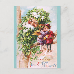 Clapsaddle: Mistletoe Father with Angels Postcard