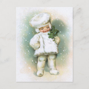 Clapsaddle: Winter Boy with Fir Twig Postcard