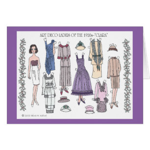 Clara, Art Deco Lady of the 1920s Paper Doll Card