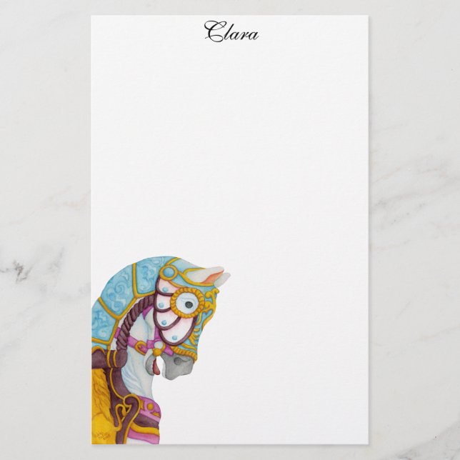 Clara Carousel Horse Stationery (Front)