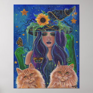 Clara Halloween witch by Renee L. Lavoie Poster