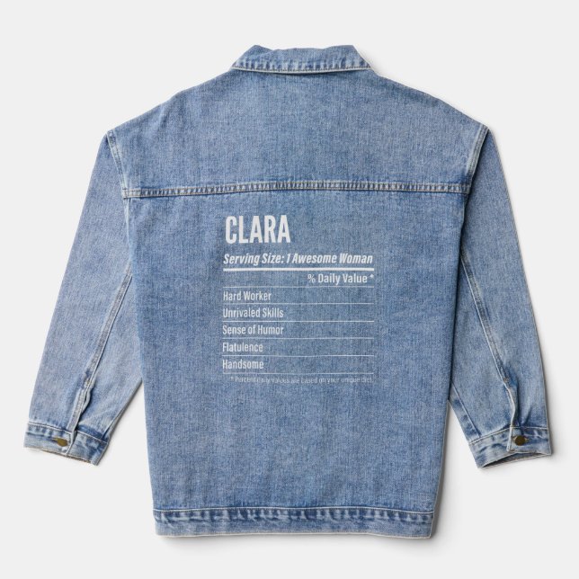 Clara Nutritional Facts Serving Size Calories  Denim Jacket (Back)