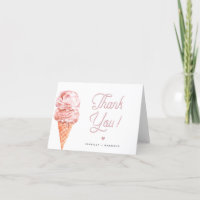 CLARA Retro Blush Pink Ice Cream Thank You Card
