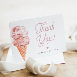 CLARA Retro Blush Pink Ice Cream Thank You Card