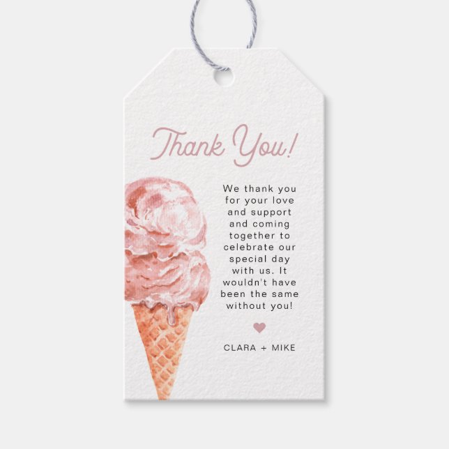 CLARA Retro Ice Cream Blush Pink Favour Tag (Front)