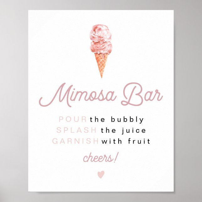 CLARA Retro Ice Cream Bridal Shower Mimosa Bar  Po Poster (Front)