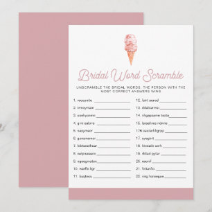CLARA Retro Ice Cream Bridal Shower Word Scramble Invitation
