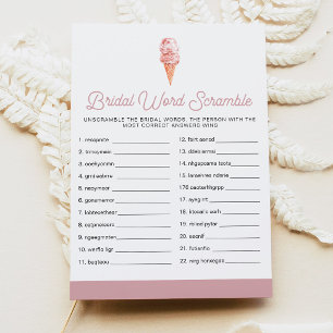CLARA Retro Ice Cream Bridal Shower Word Scramble Invitation
