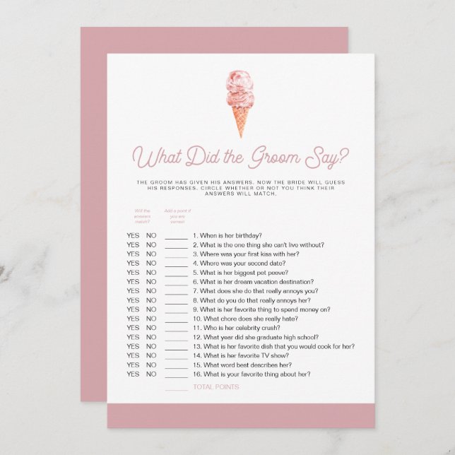 CLARA Retro What Did The Groom Say Bridal Game Inv Invitation (Front/Back)
