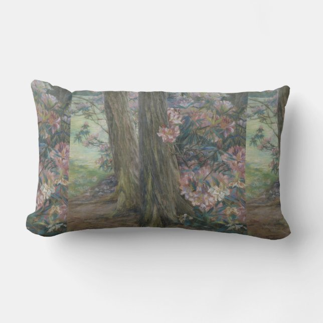 Clara Voortman Rhododendron Bush in a Garden Lumbar Cushion (Front)