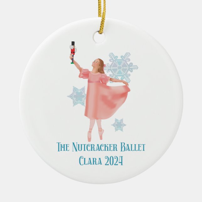 Clara with Nutcracker 2024 Ceramic Tree Decoration (Front)