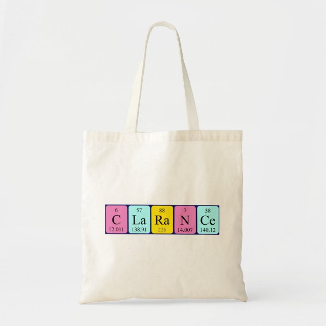 Clarance periodic table name tote bag (Front)