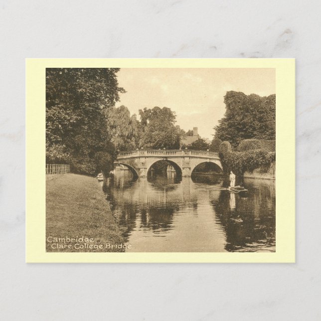 Clare College Bridge, Cambridge England Vintage Postcard (Front)