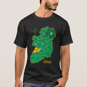 Clare Ireland County Map Eire Irish Travel T-Shirt