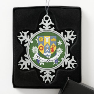 Clare Ireland Crest Irish Snowflake Pewter Christmas Ornament