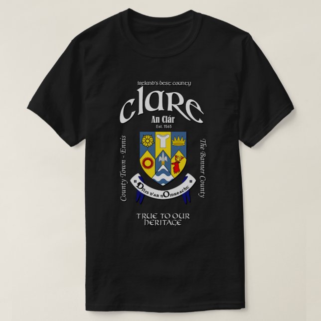 Clare Ireland Irish Crest Coat of Arms T-Shirt (Design Front)