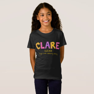 Clare name meaning pink purple yellow flower star T-Shirt