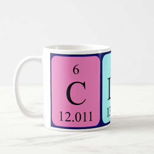 Clare periodic table name mug (Left)