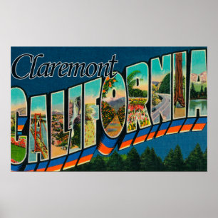 Claremont, California - Large Letter Scenes Poster