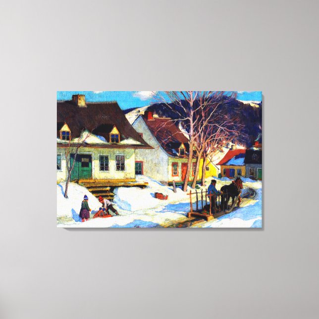 Clarence Gagnon - A Quebec Village  Canvas Print (Front)