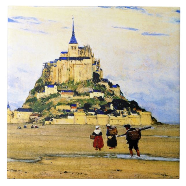 Clarence Gagnon art, Mont-Saint Michel, Morning Tile (Front)