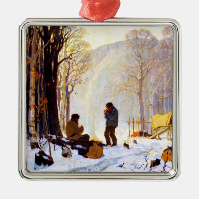 Clarence Gagnon - Lonely Village Metal Tree Decoration (Front)