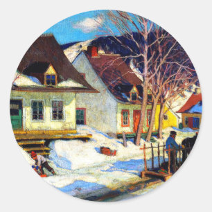 Clarence Gagnon - Quebec Village Classic Round Sticker