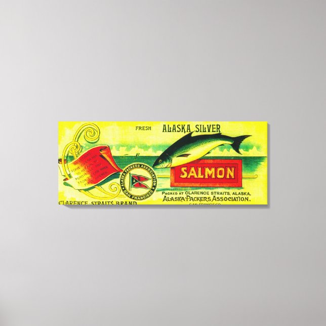 Clarence Straits Salmon Can Label Canvas Print (Front)