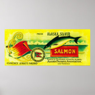 Clarence Straits Salmon Can Label Poster