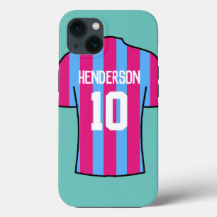 Claret & Blue Football Shirt with Name and Number iPhone 13 Case