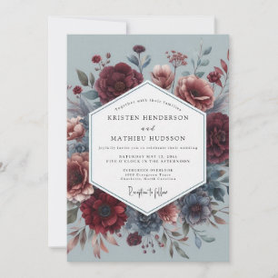 Claret Dutch Master Flora Wedding Invitation