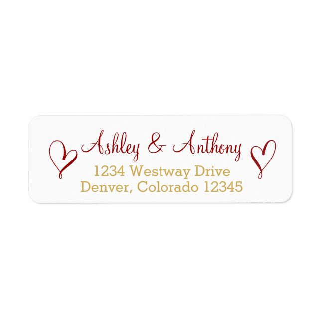Claret Gold Whimsical Hearts Wedding (Front)
