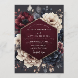 Claret Midnight Flora Wedding Invitation