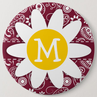 Claret Paisley; Floral; Daisy 6 Cm Round Badge