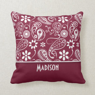 Claret Paisley; Personalised Cushion