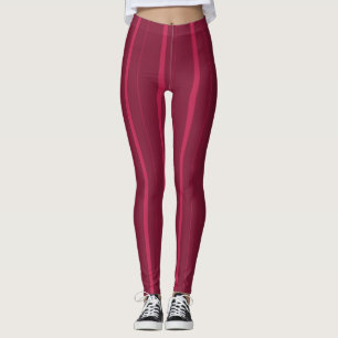 Claret Red Raspberry Stripes Leggings