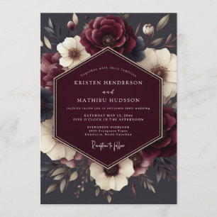 Claret Tenebrous Flora Wedding Invitation
