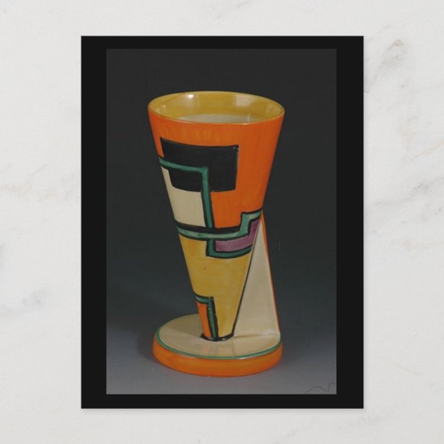 Clarice Cliff Art Deco-Football YO Vase Holiday Postcard (Front)