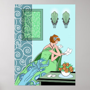 Clarice's Letter - Art Deco Fashion Design Poster
