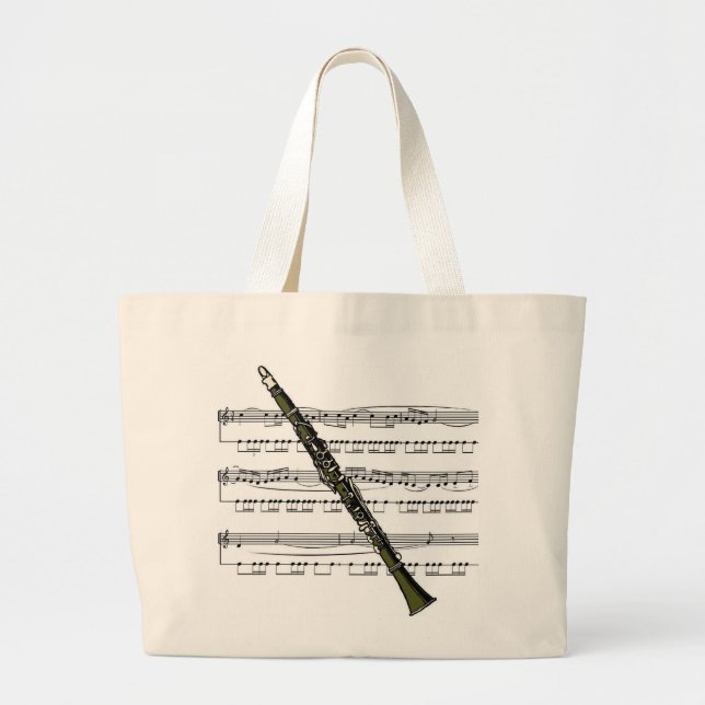 Clarinet 09B W/Sheet Music Background Tote Bag (Front)