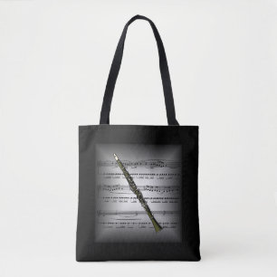 Clarinet 3-D Sheet Music Pillow Gray/Black Back ~ Tote Bag