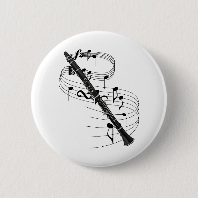 Clarinet 6 Cm Round Badge (Front)